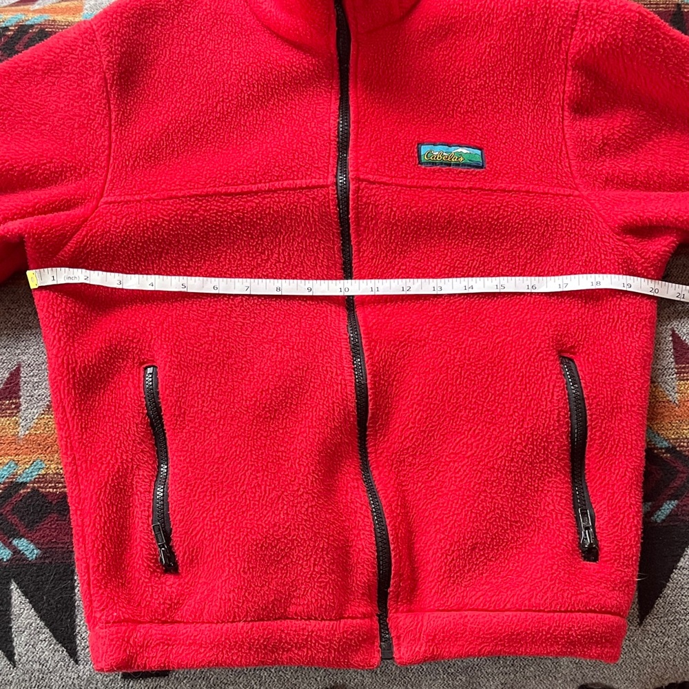 Vintage Wmns Cabela's Red Full Zip Fleece Jacket - sz M - Picture 6 of 9